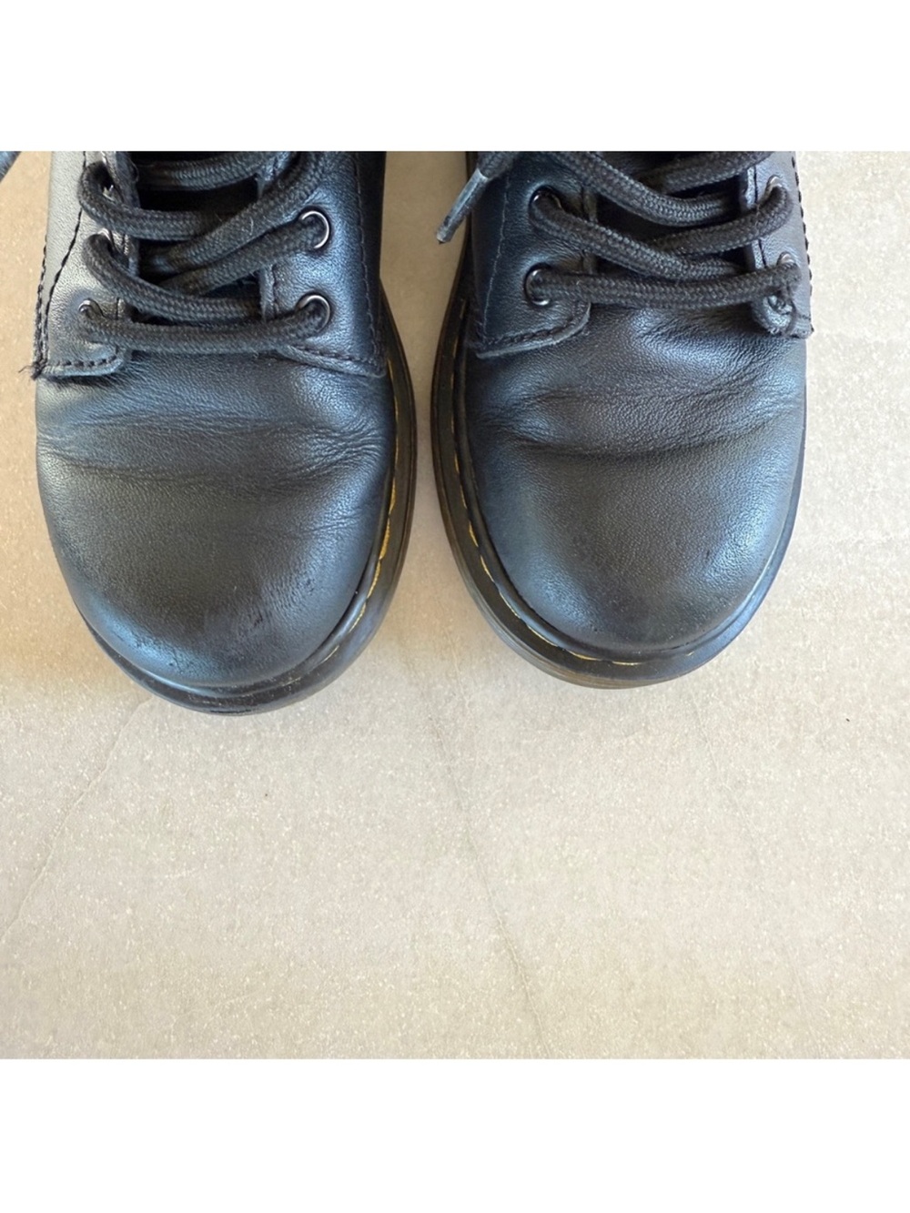 Dr. Martens Black Leather 8-Eye Lace-Up Boot with Yellow Stitching - Picture 5 of 6